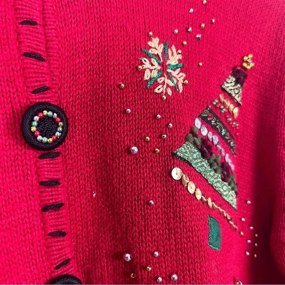 Planet & Company Red Christmas Tree Cardigan - Picture 5 of 8